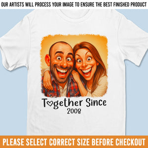 Custom Photo Funny Caricature Unisex T-shirt, Premium T-shirt, Hoodie - Personalized Anniversary Wedding Gifts For Husband And Wife, Him And Her - No Givebacks, Just Give Love