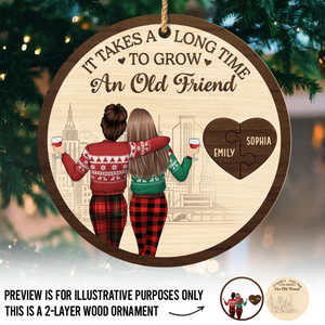 Custom Double Layer Wooden Ornament - Personalized Best Friend Christmas Birthday Gifts For Women, Besties, Sisters, BFF - Trouble Looks Better With You