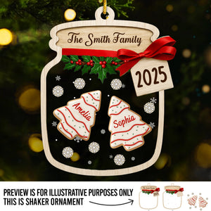 Custom 3 Layers Shaker Ornament - Personalized Christmas Birthday Gifts For Mom, Dad, Kids - A Jar Full Of Love And Family
