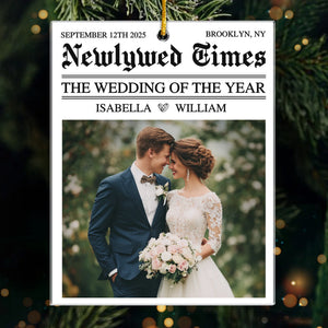 Custom Photo Acrylic Ornament - Personalized Anniversary Christmas Wedding Gifts For Husband And Wife, Him And Her - Happily Ever After