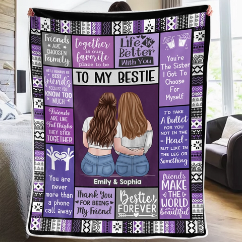 Custom Blanket - Personalized Best Friend Christmas Birthday Gifts For Women, Besties, Sisters, BFF - Always Better With My BFF