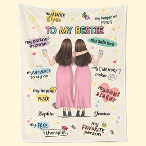 Custom Blanket - Personalized Best Friend Christmas Birthday Gifts For Women, Besties, Sisters, BFF - Besties Make Life More Fun