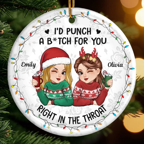 Custom Ceramic Ornament - Personalized Best Friend Christmas Birthday Gifts For Women, Besties, Sisters, BFF - Friends Warm Hearts This Winter