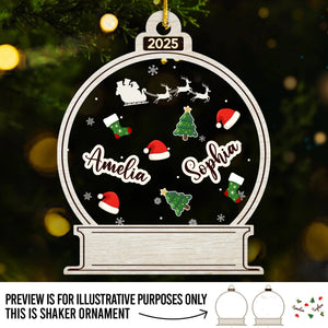 Custom 3 Layers Shaker Ornament - Personalized Christmas Birthday Gifts For Mom, Dad, Kids - From Our Hearts To Our Tree