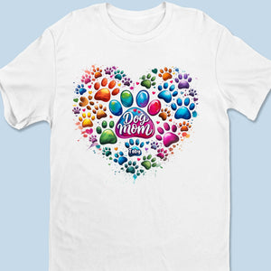 T-shirt unisexe personnalisé « Cœur coloré » pour chien, haut de gamme, sweat à capuche – Fête des Mères, cadeau pour les propriétaires d'animaux et les amoureux des animaux.