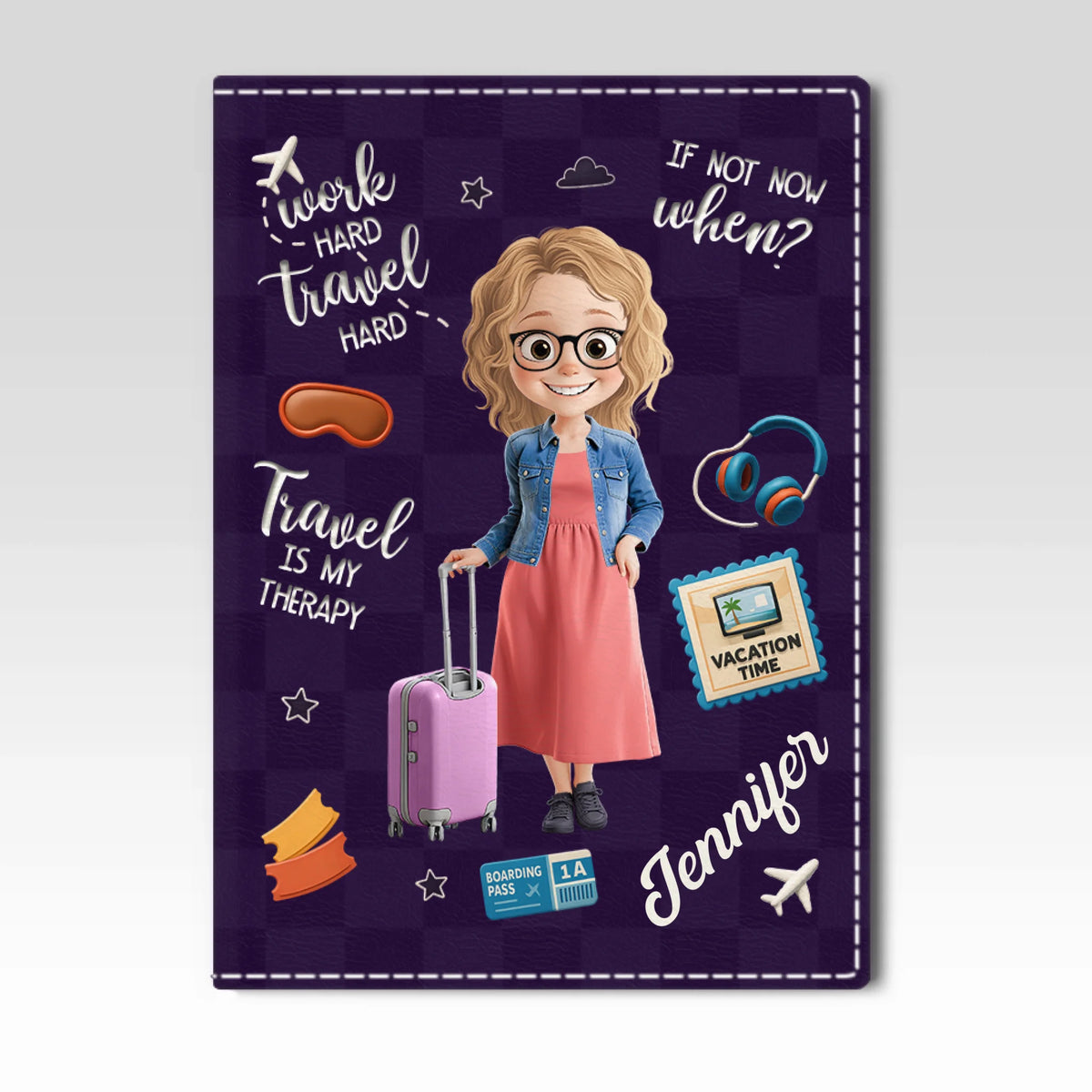 Étui de passeport personnalisé, cadeau de voyage et de vacances d'été personnalisé pour femmes et hommes - Voyage solo, bonheur de l'âme