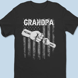 T-shirt unisexe personnalisé avec amour et poings levés - Cadeau idéal pour la fête des pères, papa ou grand-père