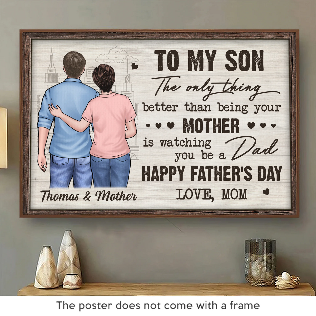 Te voir devenir papa a été mon moment de plus grande fierté - Affiche horizontale personnalisée pour la famille - Fête des pères, cadeau pour fils