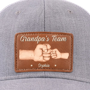 Équipe Papa, pas de substituts - Casquette personnalisée en cuir avec patch - Fête des Pères, cadeau pour papa, grand-père