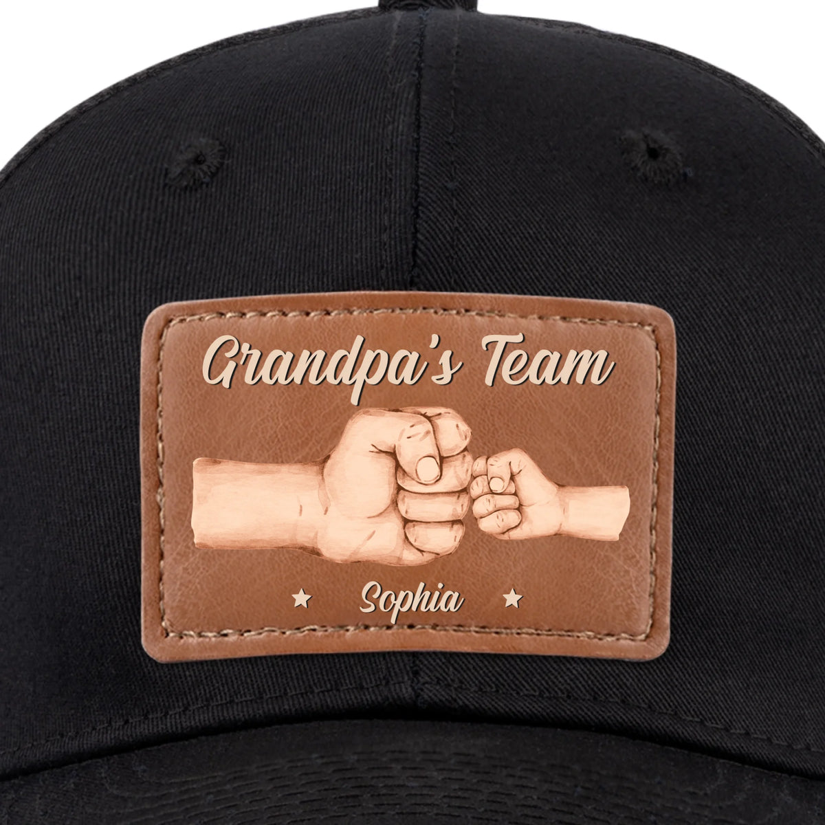 Équipe Papa, pas de substituts - Casquette personnalisée en cuir avec patch - Fête des Pères, cadeau pour papa, grand-père
