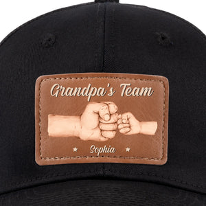 Équipe Papa, pas de substituts - Casquette personnalisée en cuir avec patch - Fête des Pères, cadeau pour papa, grand-père