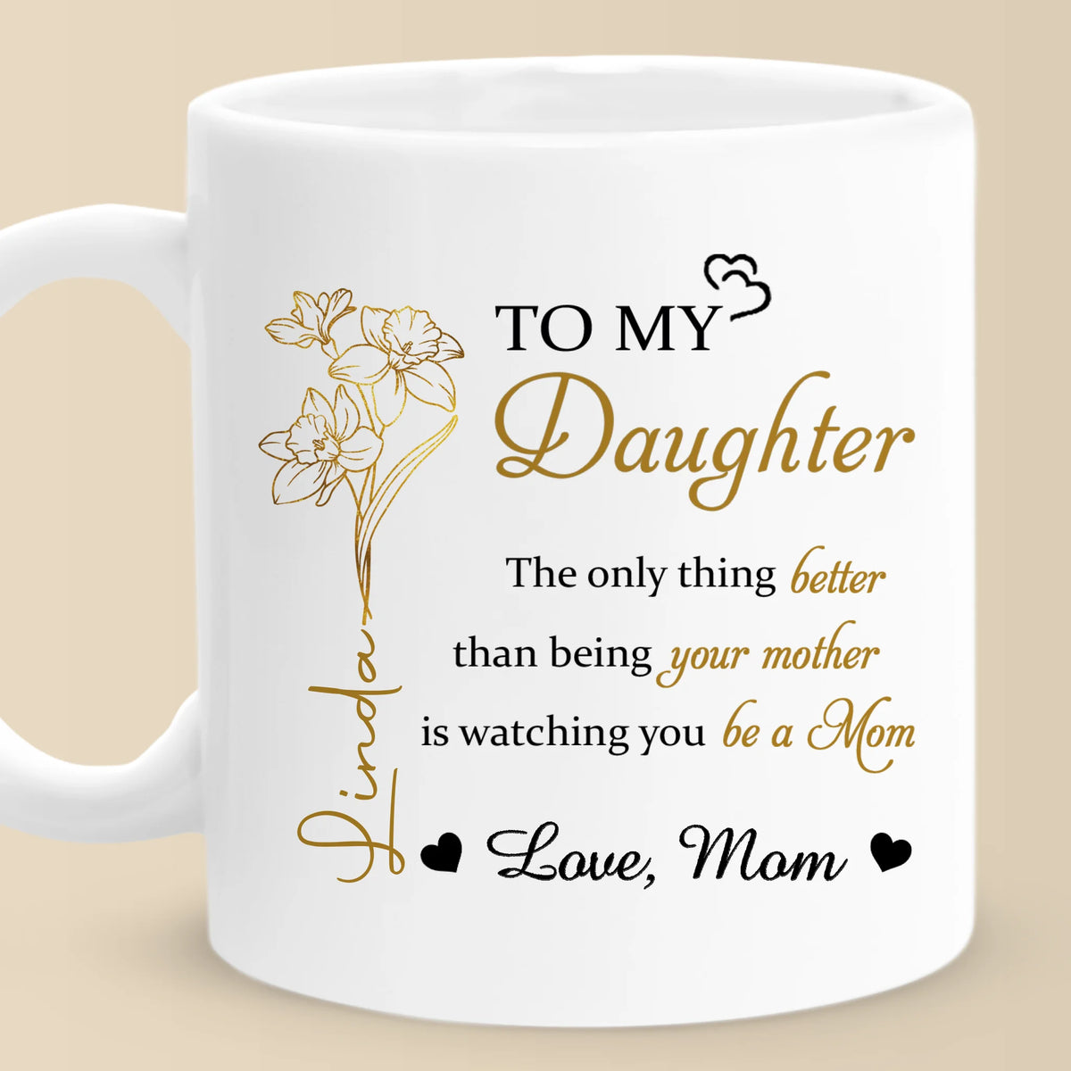 Mon cœur est toujours avec toi - Mug personnalisé pour la famille - Fête des Mères, cadeau pour maman, fille