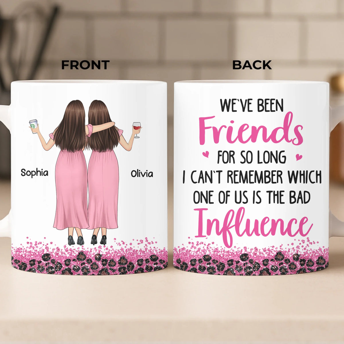 Custom Mug - Personalized Best Friend Christmas Birthday Gifts For Women, Besties, Sisters, BFF - Life Is Better With Besties