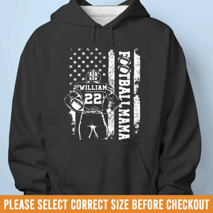 Custom Senior Football Mom T-shirt, Hoodie - Personalized Birthday Football Gifts For Mom, Football Lovers, NFL Fans, Sport Lovers - Football Mama With Flag