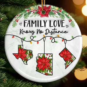 Custom Long Distance Ceramic Ornament - Personalized Christmas Birthday Gifts For Mom, Dad, Brother, Sister, Kids - Never Apart Always Family