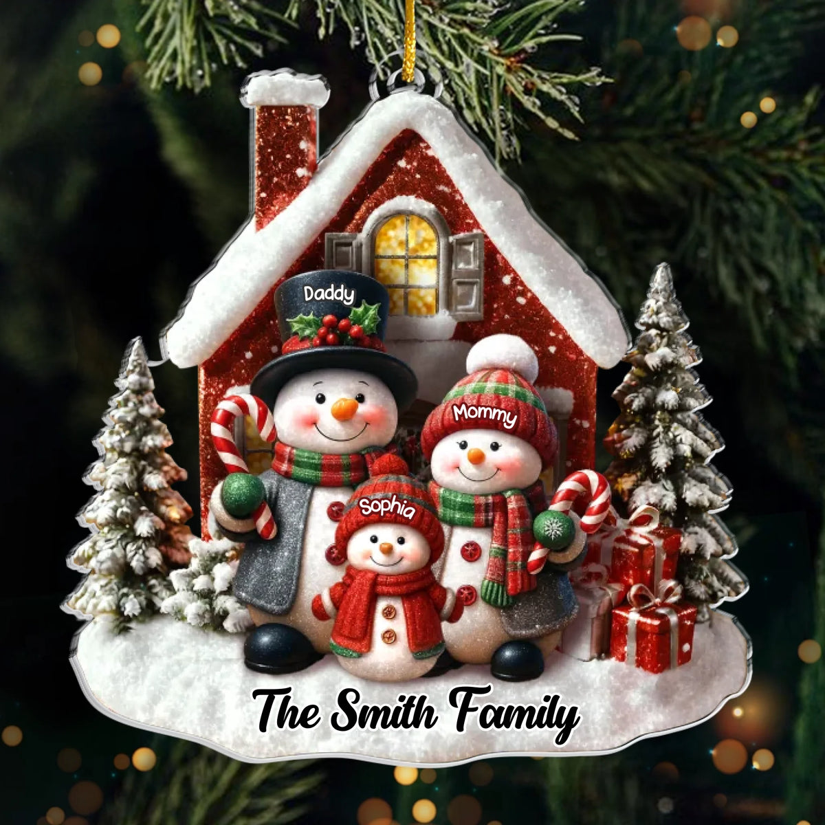 Custom Acrylic Ornament - Personalized Christmas Birthday Gifts For Mom, Dad, Brother, Sister, Kids  - Hearts Stay Together
