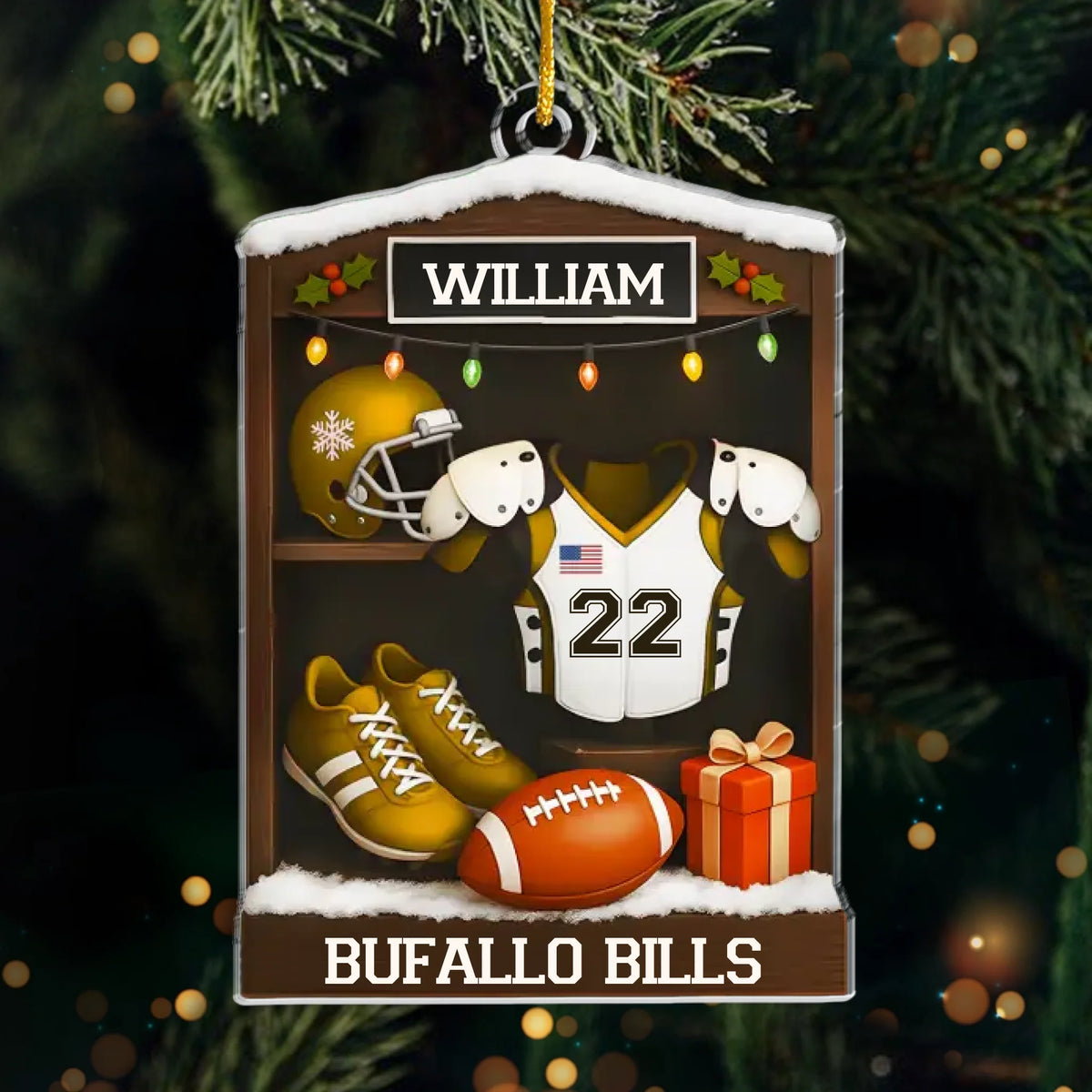 Custom American Football Acrylic Ornament - Personalized Gift For Birthday, Football Football Lovers, NFL Fans, Sport Lovers, Senior Graduation Gift, Christmas Gifts, Christmas Decoration - Joy Is A Home Run