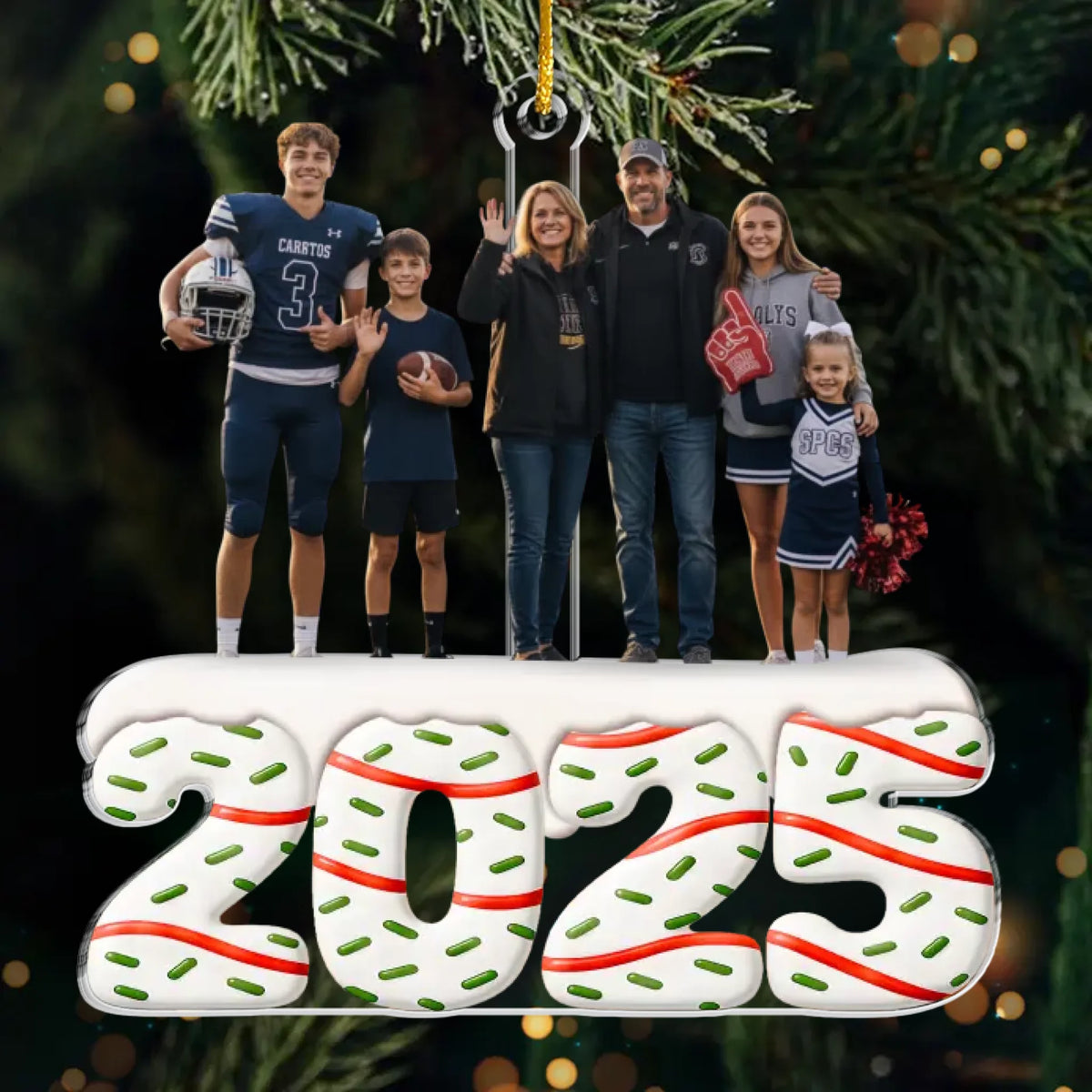 Custom Photo Acrylic Ornament - Personalized Christmas Birthday American Football Gifts For Football Lovers, Sports Fans, Sports Lovers - Our Biggest Fans