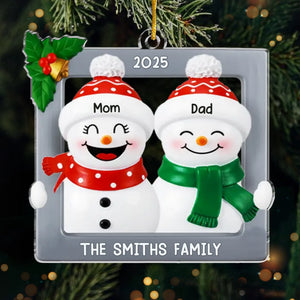Custom Snowman Acrylic Ornament - Personalized Christmas Birthday Gifts For Mom, Dad, Brother, Sister, Kids - Family Melts The Cold