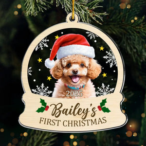 Custom Photo First Christmas Pet Acrylic Ornament - Personalized Christmas Birthday Gifts For Dog Lovers, Cat Lovers, Pet Dad And Mom, New Pet Ornament - All You Need Is Paws