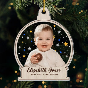 Custom First Christmas Acrylic Ornament - Personalized Christmas Baby Shower, Gender Reveal Gifts For New Moms, New Dads, New Parents - Grateful For This Miracle