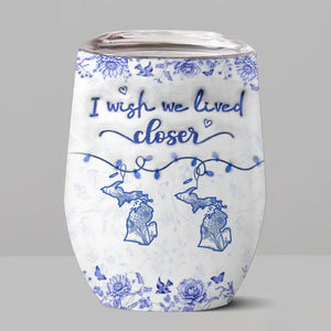 Custom Long Distance Wine Tumbler - Personalized Best Friend Birthday Gifts For Women, Besties, Sisters, BFF - Distance Means Nothing