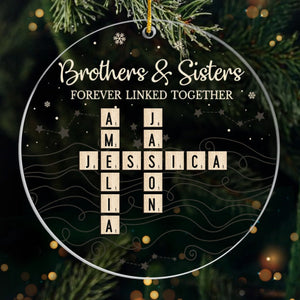 Custom Scrabble Acrylic Ornament - Personalized Christmas Birthday Gifts For Brother, Sister - Growing Side By Side Always