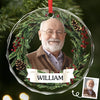 Custom Photo Circle Glass Ornament - Personalized Christmas Memorial Sympathy Gifts For Loss Of Mom, Dad - Heaven Shines Tonight