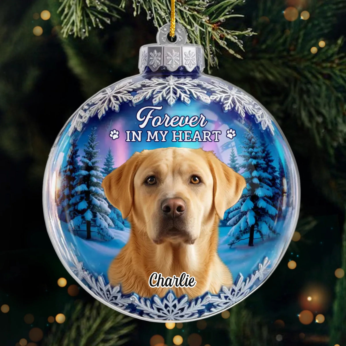 Custom Photo Acrylic Ornament - Personalized Pet Christmas Memorial Sympathy Gifts For Dogs, Cats - Always Missed Always Loved