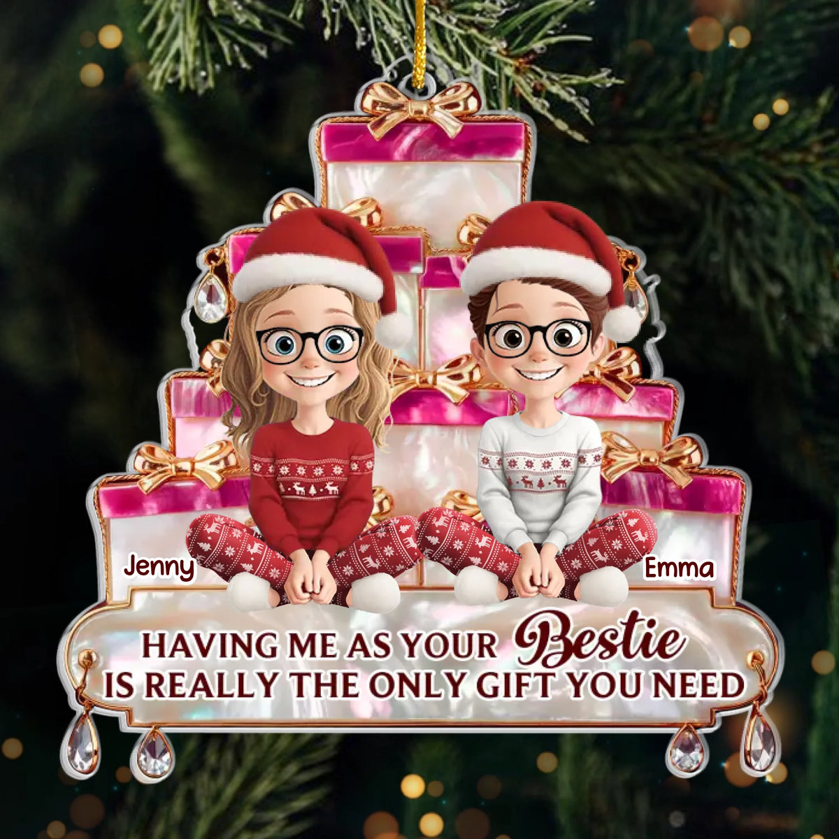 Custom Acrylic Ornament - Personalized Best Friend Christmas Birthday Gifts For Women, Besties, Sisters, BFF - Laugh Loud Live Bright