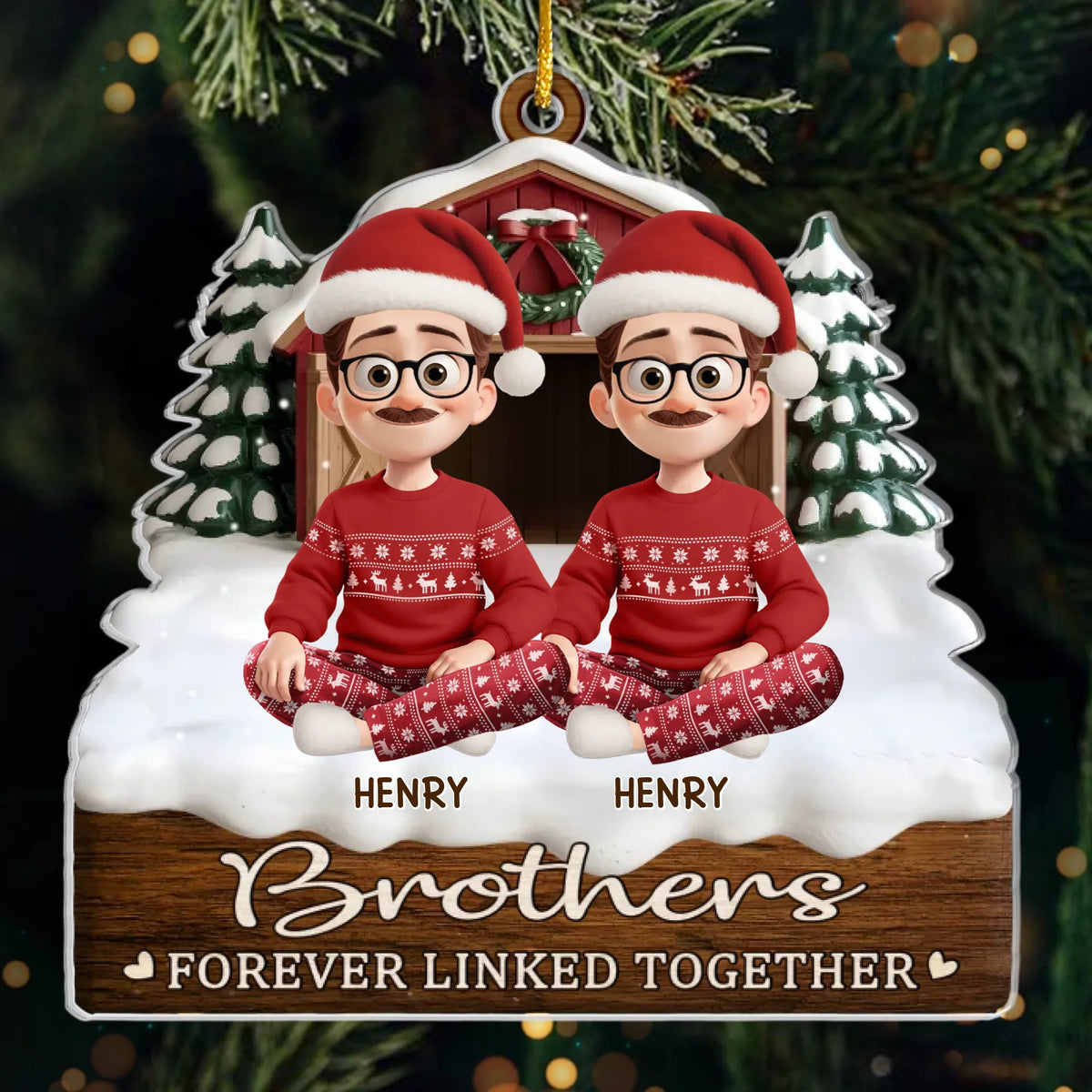 Custom Acrylic Ornament - Personalized Christmas Birthday Gifts For Brother, Sister - Warm Hearts Forever