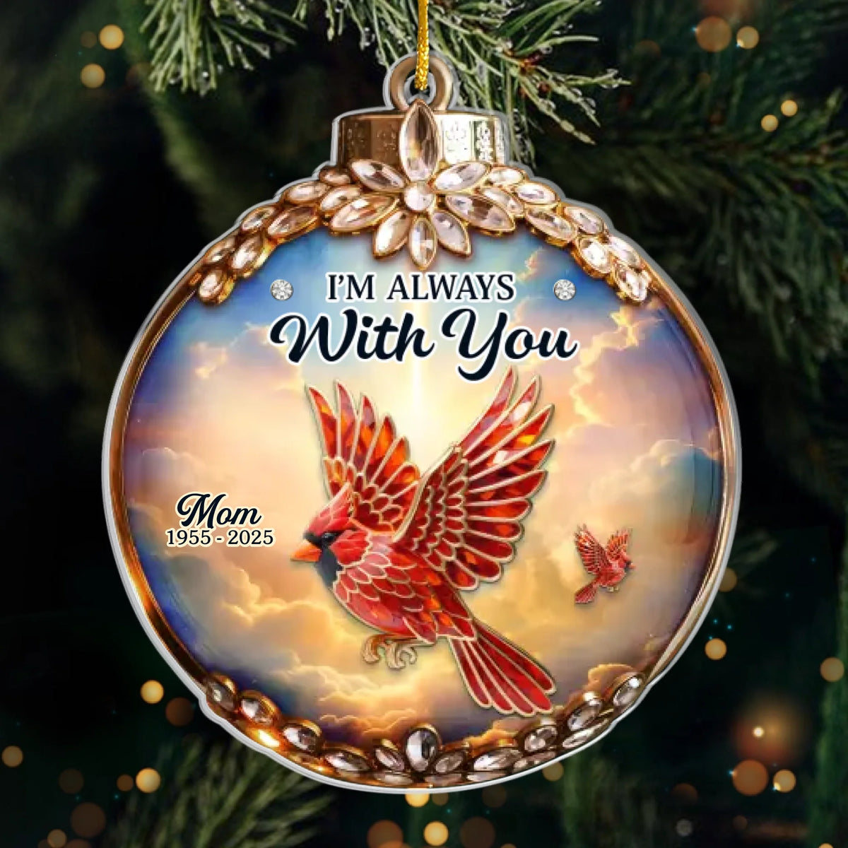 Custom Cardinal Acrylic Ornament - Personalized Christmas Memorial Sympathy Gifts For Loss Of Mom, Dad - Your Love Echoes Through Time