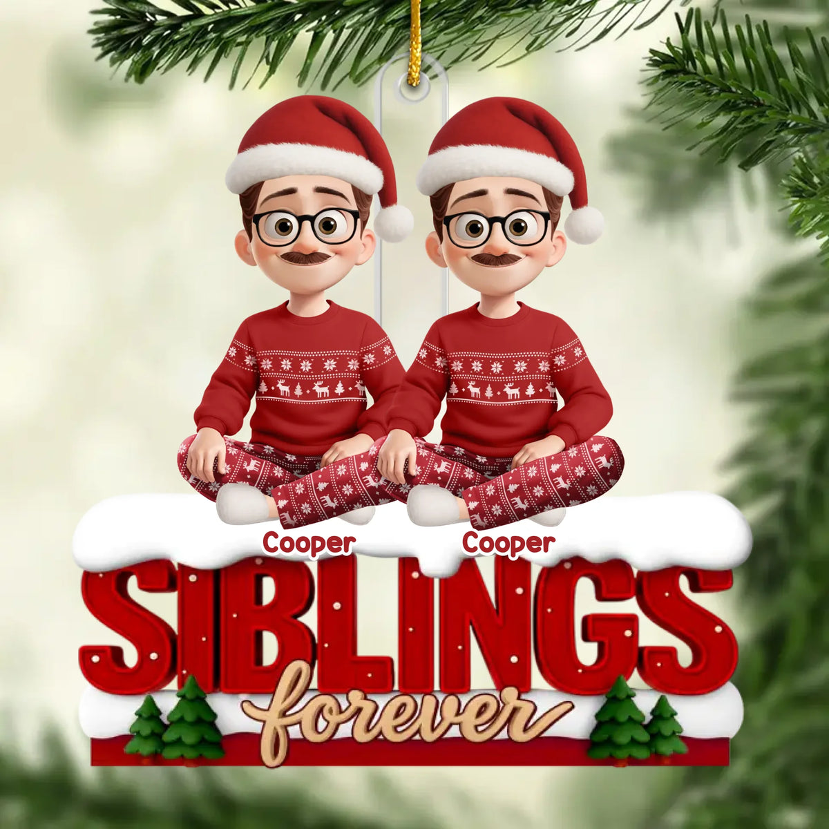 Custom Acrylic Ornament - Personalized Christmas Birthday Gifts For Brother, Sister - Together We Make Life Brighter