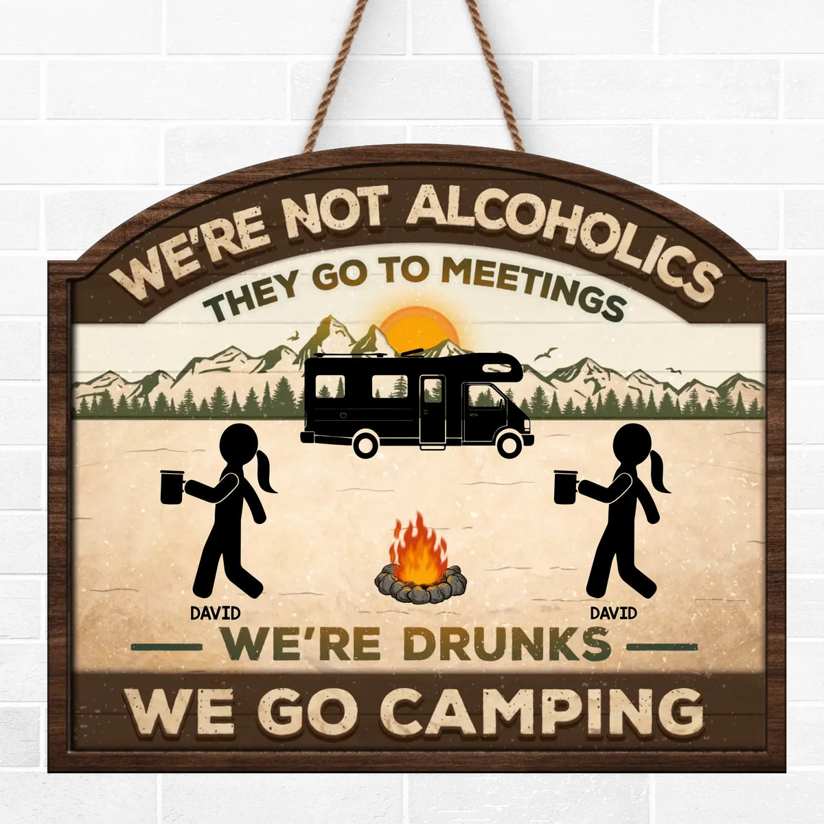 Ce côté du camping - Panneau en bois personnalisé pour décoration d'intérieur - Cadeau de pendaison de crémaillère pour les meilleurs amis, les meilleures amies et les amateurs de camping