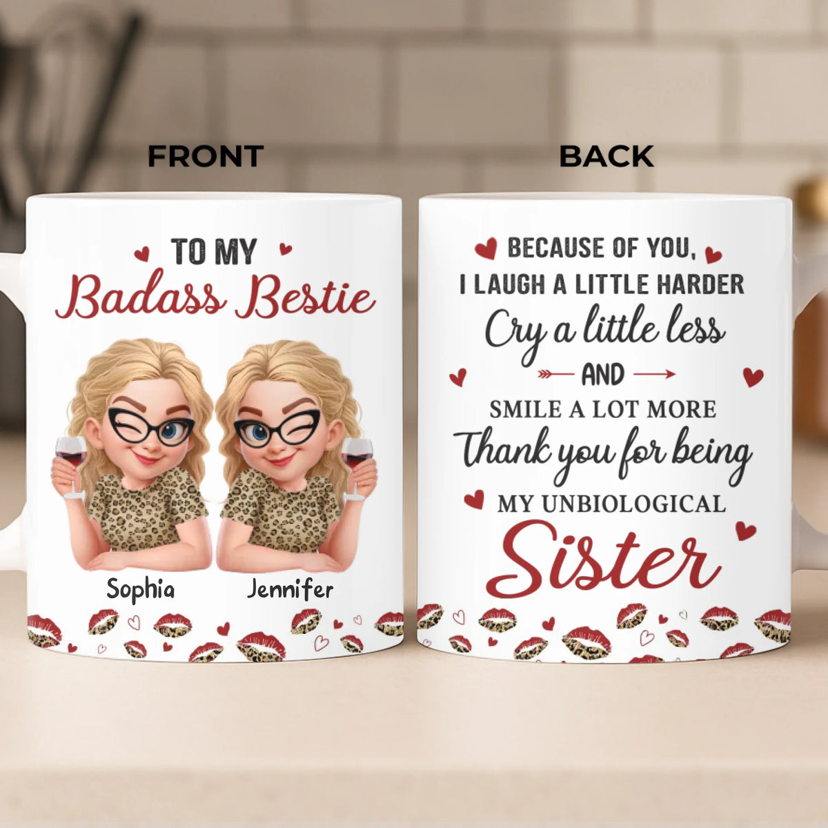 Custom Mug - Personalized Best Friend Birthday Gifts For Women, Besties, Sisters, BFF - Hearts That Just Get It