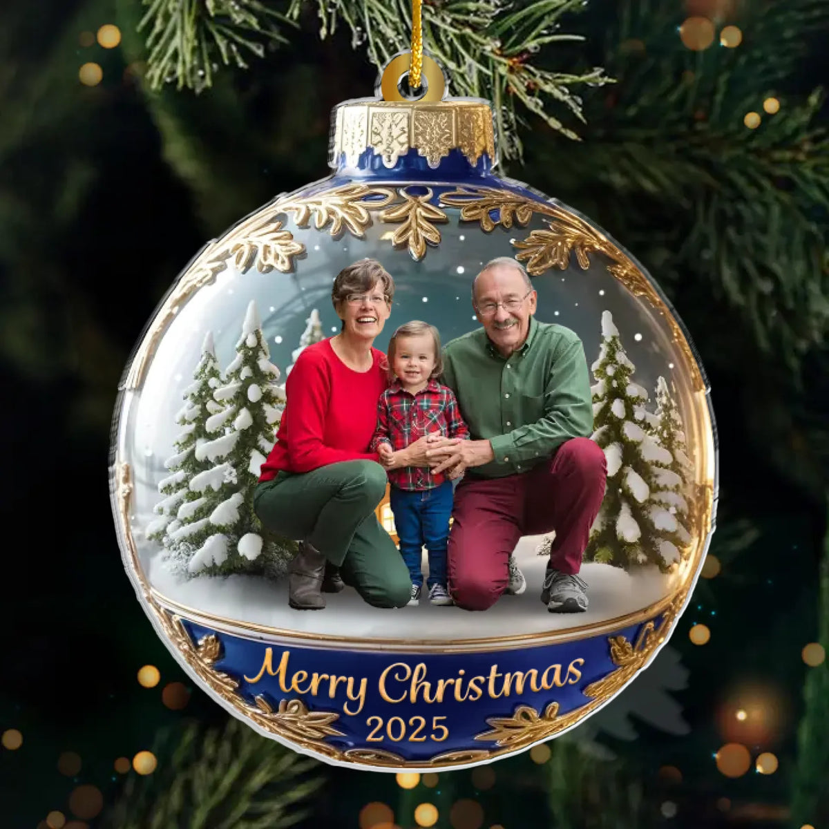 Custom Photo Acrylic Ornament - Personalized Christmas Birthday Gifts For Grandma, Grandpa - Grandparents’ Love Is The Warmest Gift