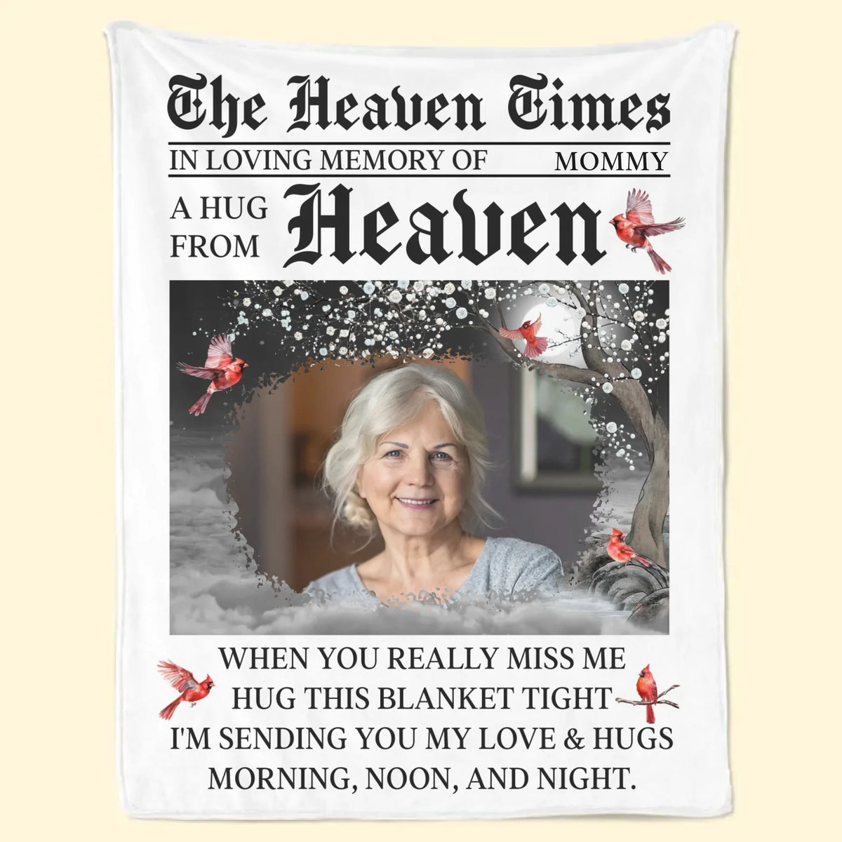 Custom Photo Cardinal Blanket - Personalized Memorial Sympathy Gifts For Loss Of Mom, Dad - Keeping Your Light With Me