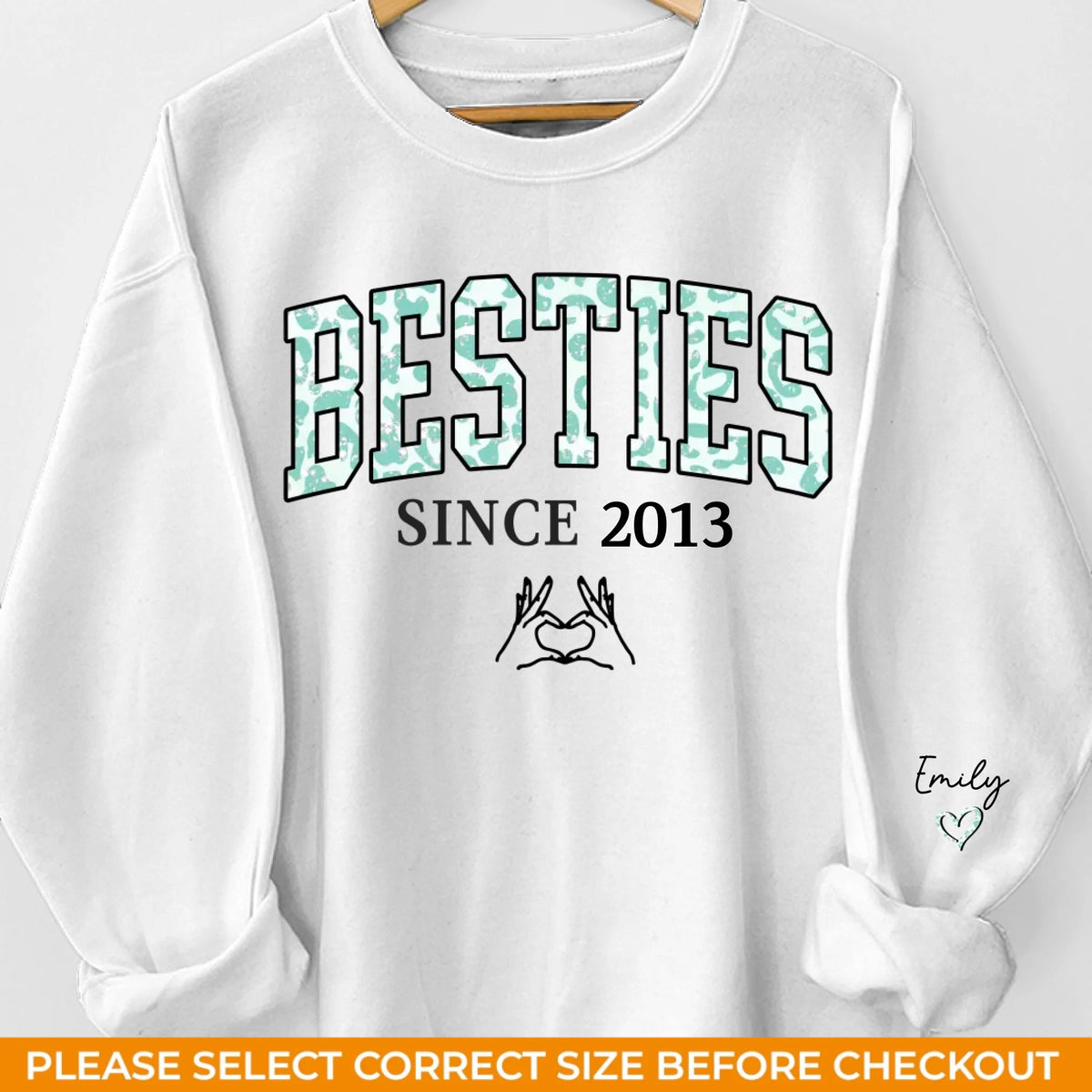 Nous sommes amis depuis - Sweat-shirt unisexe personnalisé Bestie avec motif sur la manche - Cadeau pour meilleures amies, BFF, sœurs