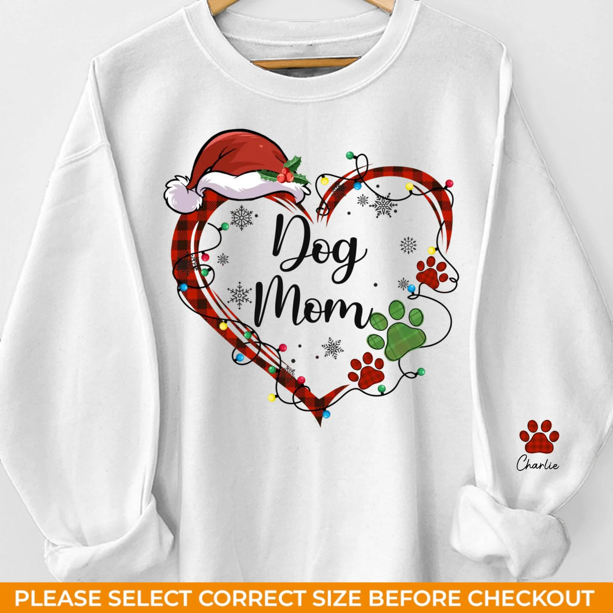 Mistletoe Kisses And Paw Prints In The Snow - Dog & Cat Personalized Custom Unisex Sweatshirt With Design On Sleeve - Christmas Gift For Pet Owners, Pet Lovers