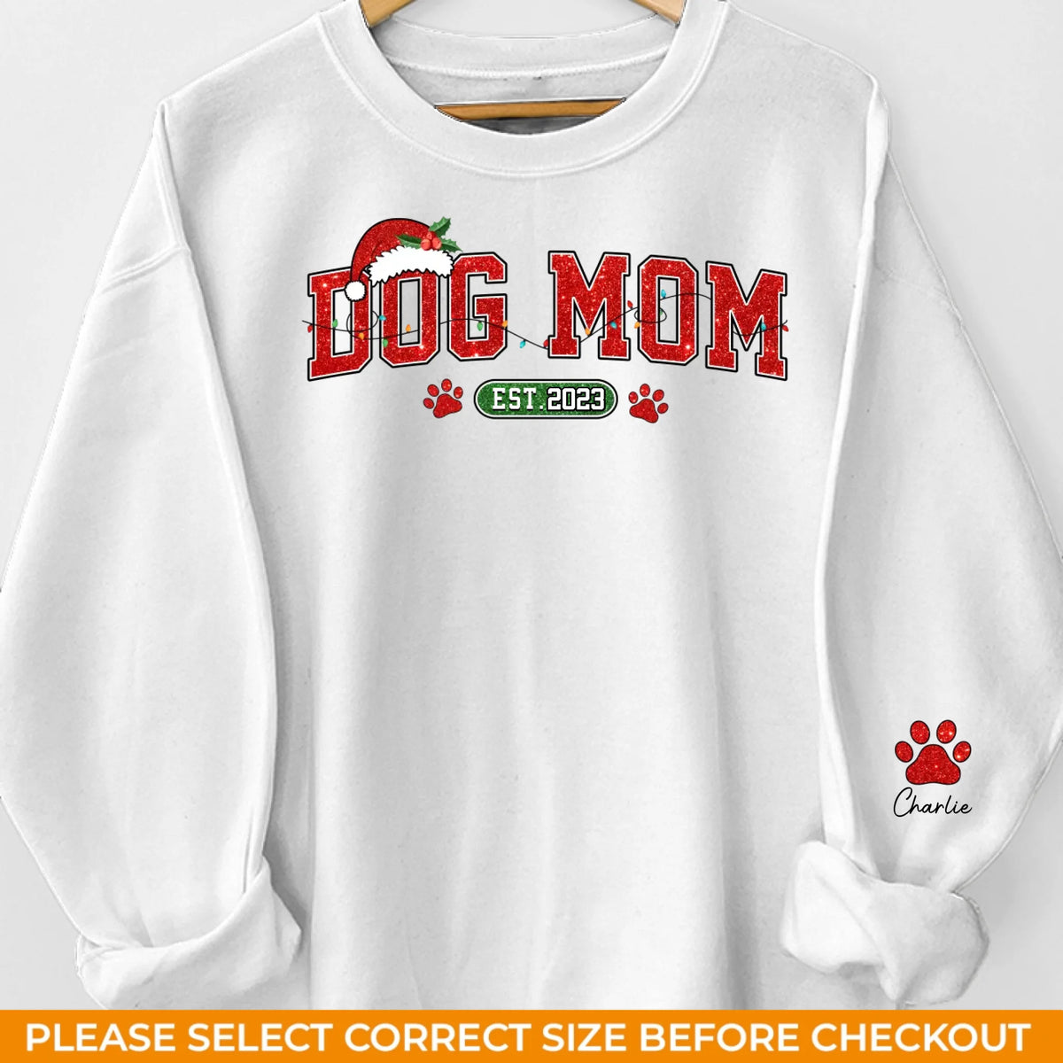 Bisous et vœux de Noël - Sweat-shirt unisexe personnalisé pour chien et chat avec motif sur la manche - Cadeau de Noël pour les propriétaires et les amoureux des animaux