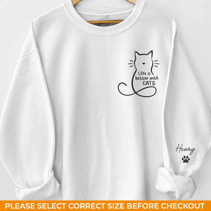 Custom Unisex Sweatshirt, Hoodie With Design On Sleeve -  Personalized Christmas Birthday Gifts For Cat Lovers, Cat Mom And Dad - Home Smells Like Cat Fur