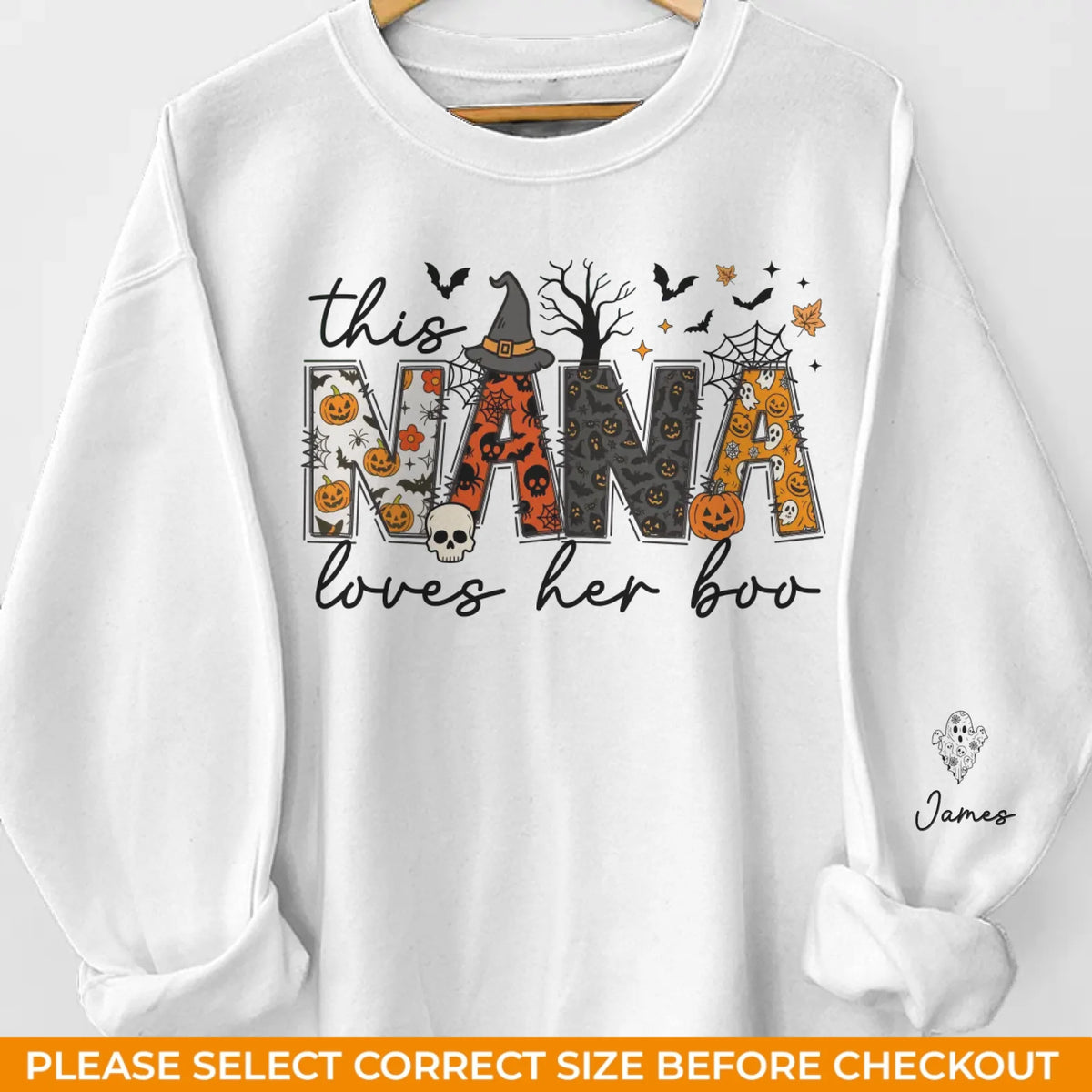 Custom Unisex Sweatshirt, Hoodie With Design On Sleeve - Personalized Halloween Birthday Gifts For Mom, Grandma - Spooky Nights With Loved Ones