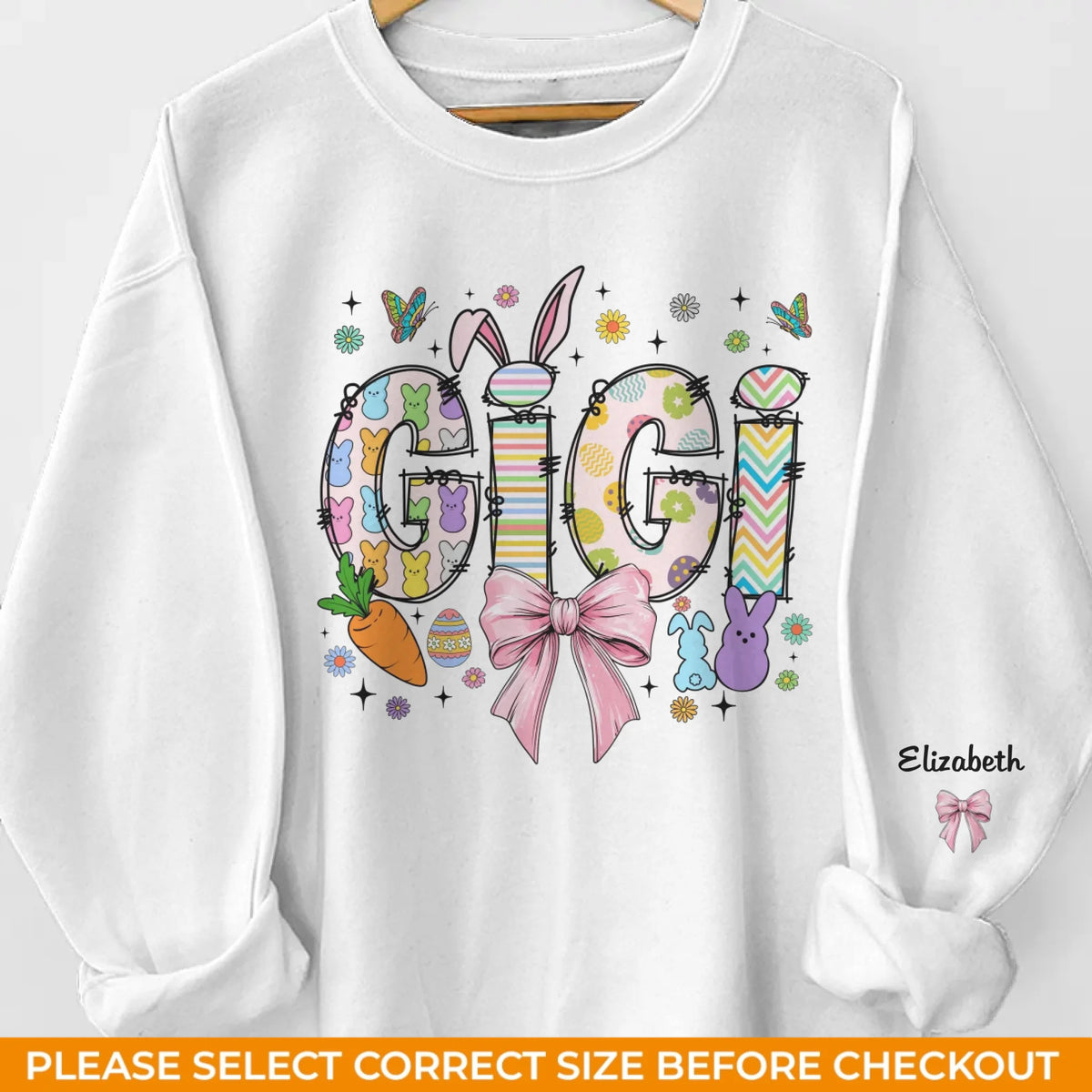 Grand-mère, le cœur de notre famille - Sweat-shirt unisexe personnalisé avec motif sur la manche - Cadeau pour maman et grand-mère