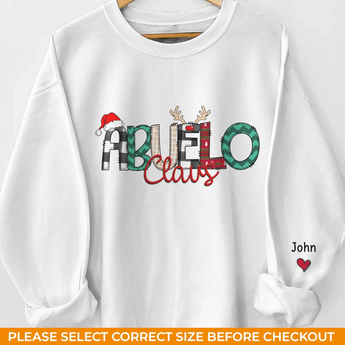Papa Noël - Sweat-shirt unisexe personnalisé avec motif sur la manche - Cadeau de Noël pour papa et grand-père