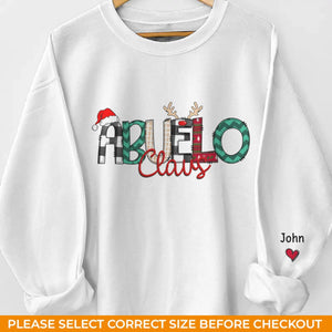 Papa Noël - Sweat-shirt unisexe personnalisé avec motif sur la manche - Cadeau de Noël pour papa et grand-père