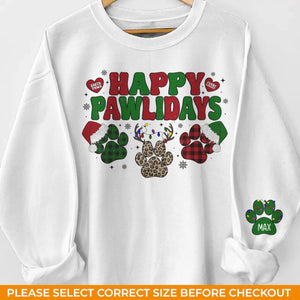 Meowy Catmas - Sweat-shirt unisexe personnalisé pour chien et chat avec motif sur la manche - Cadeau de Noël pour les propriétaires et les amoureux des animaux