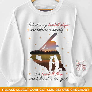 Every Baseball Star Shines With A Mom's Love - Family Personalized Custom Unisex Sweatshirt, Hoodie With Design On Sleeve - Mother's Day, Gift For Mom, Sport Lovers, Sport Players