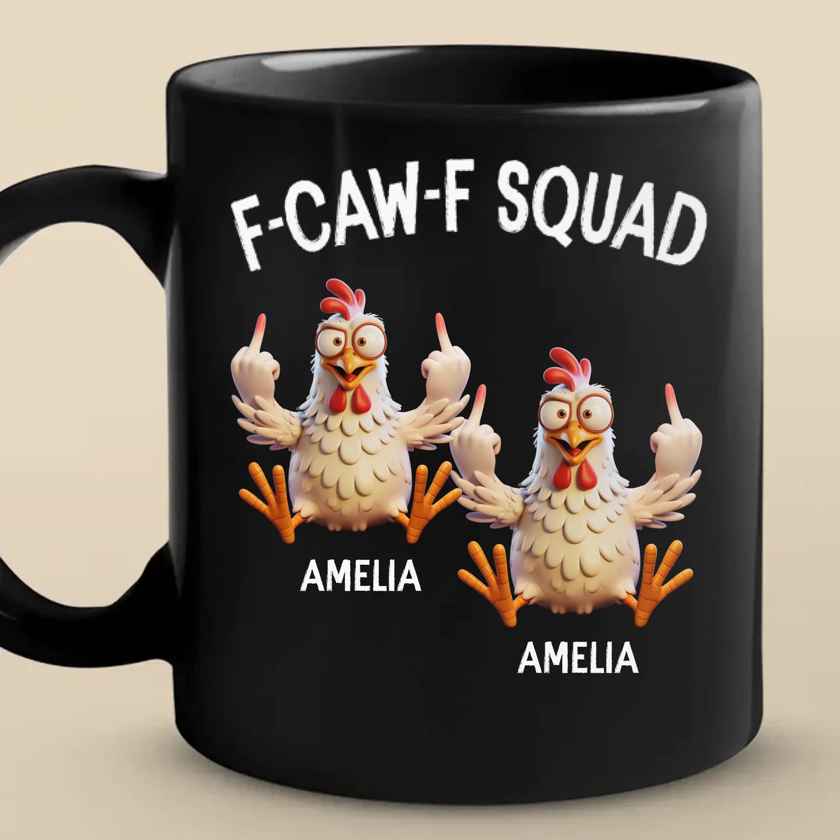 New Arrival Caw-F Squad Personalized Black Coffee Mug, Funny Office Gifts For Coworkers Work Besties AMZ