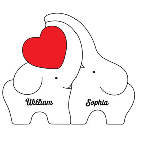 Puzzle en bois personnalisé en forme d'éléphant - Cadeaux d'anniversaire de mariage personnalisés pour mari et femme, lui et elle - Aimons-nous comme nous sommes ensemble