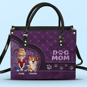 Maman chien, plus d'amour et moins d'aboiements - Sac à main en cuir personnalisé pour chien - Fête des Mères, cadeau pour les propriétaires d'animaux et les amoureux des animaux
